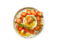Panna cotta with strawberries, pistachios, and honey on a white plate.
