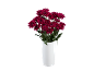Bouquet of dark red chrysanthemum flowers in a white vase.