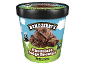 Chocolate Fudge Brownie ice cream tub with scoops and brownie pieces.