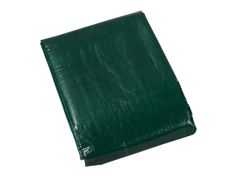 Folded green protective tarp