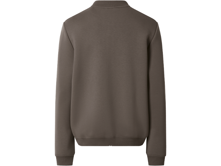 Brown long-sleeved sweatshirt with a round neck, back view.