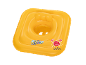 Yellow square baby float with crab print and text