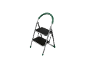 Two-step ladder with a green handle and black steps.