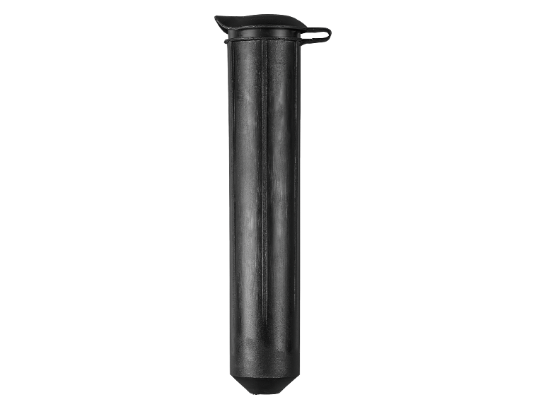 A black pole with a curved lid and a fastening loop.