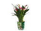 Pink calla plant in a pot with speckled green leaves, with text 'Calla Zantedeschia'.