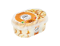 Vanilla ice cream with caramel coating and caramelized pecan pieces, with Nutri-Score D.