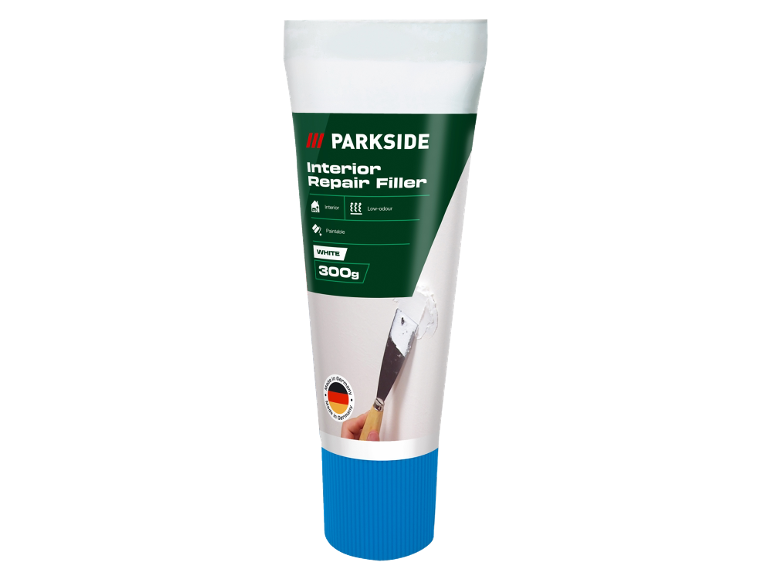 Tube of 300g interior repair filler, white and paintable.