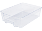 Clear plastic storage container with handles.