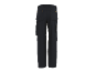 Dark blue work trousers with orange details and multiple pockets, back view.