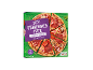 Thin crust pizza box with two salami, ham, and mushroom pizzas.