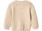 Beige knitted sweater with a round neck and long sleeves.
