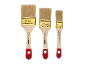 Three paintbrushes sized 30, 50, and 60 mm with wooden handles and red grips.