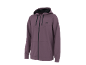 Men's purple zip-up hoodie with a logo on the chest.