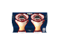 Zabaglione and cherry ice cream on dark blue packaging with dessert images.