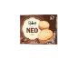 Box of chocolate cookie ice cream sandwiches, 4 pieces.