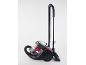 Cylinder vacuum cleaner with red dust container on a white background