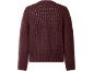 Burgundy long-sleeved open-knit sweater.
