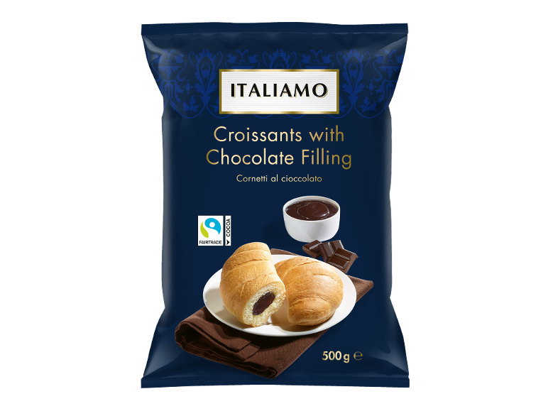 Bag of croissants with chocolate filling, 500g, Fairtrade cocoa.