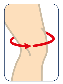 Illustration of a leg with a red arrow circling the knee, indicating a measurement point.