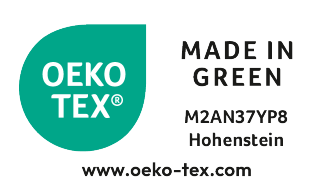 Green OEKO-TEX® certification seal with number M2AN37YP8 Hohenstein