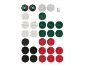 Set of polishing pads in various colors and textures, with two backing pads and two drill adapters.