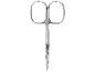 Shiny metal nail scissors with sharp tips and oval handles.