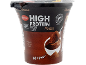 High protein chocolate mousse with no added sugar, featuring a Rainforest Alliance cocoa seal.