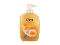 Liquid soap with milk and honey scent, hydrates the skin, without microplastics.