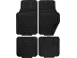 Set of four black rubber car floor mats with a wavy pattern
