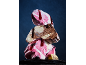 Three-layered ice cream with fruit and chocolate syrup, featuring a 