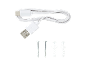 White USB-C cable and two screws with two wall plugs.
