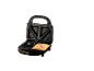 Open sandwich maker with one toasted sandwich inside.