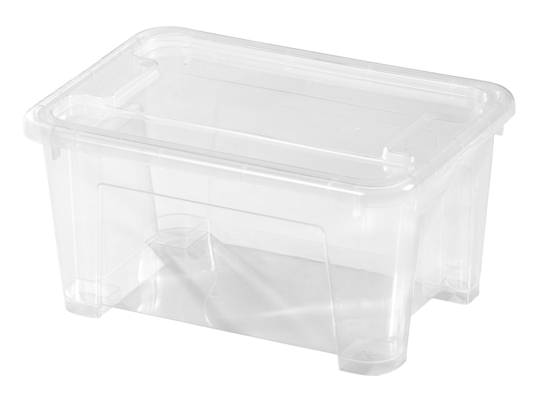 Clear plastic storage box with lid