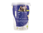 Vanilla yogurt container with nutritional information and allergens, featuring an image of people.