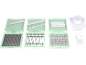 Vegetable chopper set with various blades for slicing, dicing, and grating.