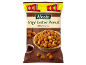 Bag of crispy BBQ-flavored coated peanuts, with peanuts in a bowl and dip.