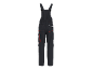 Dark grey work overalls with red and white accents, back view.