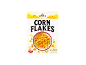 A box of corn flakes with a bowl of cereal and nutritional information.
