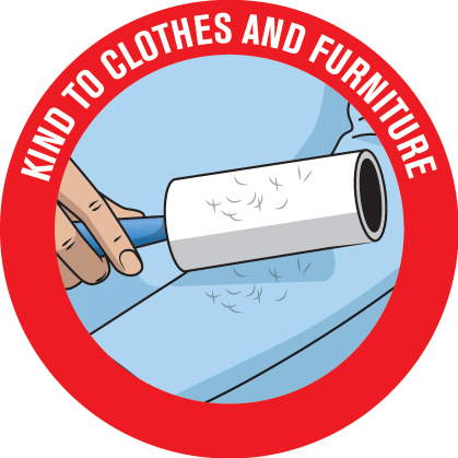 Red seal: Kind to clothes and furniture, with a lint roller.