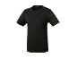 Black short-sleeved T-shirt with a round neck.