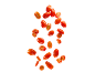 Red cherry tomatoes, whole and halved, with water droplets, against a black background.