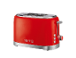 Red retro toaster with chrome details and the number 1973.