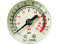 Pressure gauge showing readings in psi, bar, and kPa, with a red warning zone.
