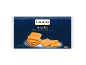 Milk & honey shortbread biscuits with 'Novellini' and '350 g e' text on a blue background.