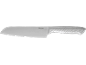 Stainless steel chef's knife with a textured silver handle