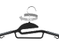 Black clothes hanger with 360° swivel hook