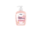 Pink liquid hand soap with dispenser, almond blossom fragrance, moisturizing and pH-skin neutral.
