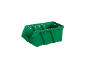 Green plastic storage bin for organization.