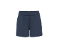 Dark blue athletic shorts with a drawstring and elastic waistband.