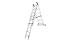 Three-section ladder with support function, featuring non-slip feet.